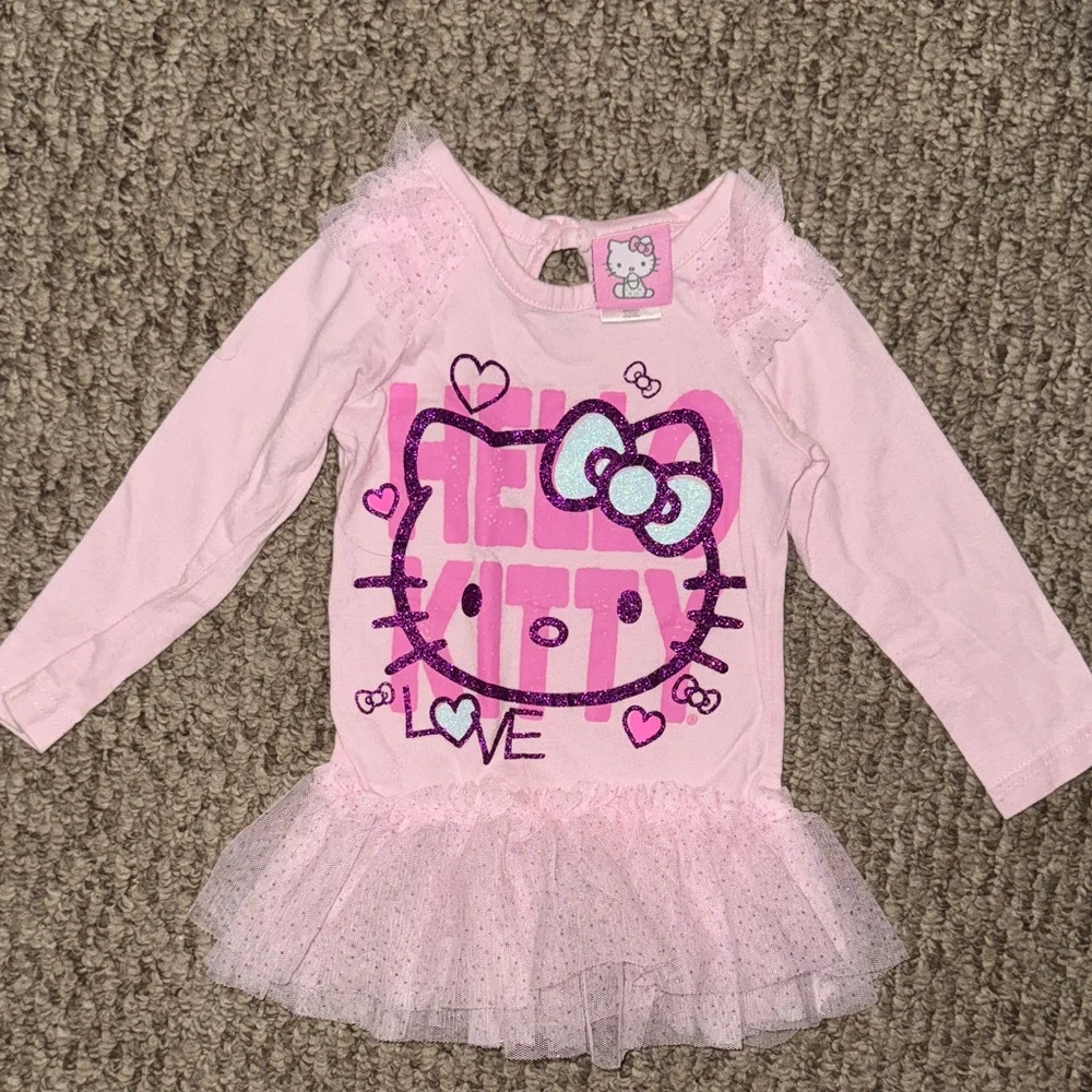Hello Kitty Ruffle Trim Long Sleeve Pink Top 12m